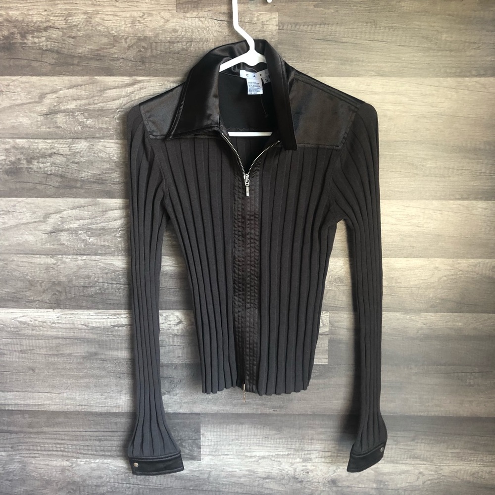Cabi Zippered Long Sleeve Top S